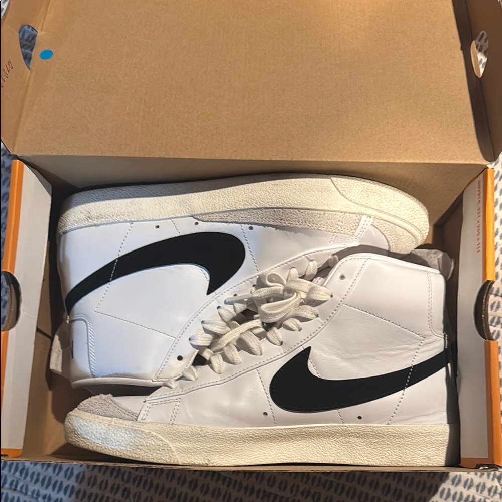 Nike White and Black High-Top Sneakers